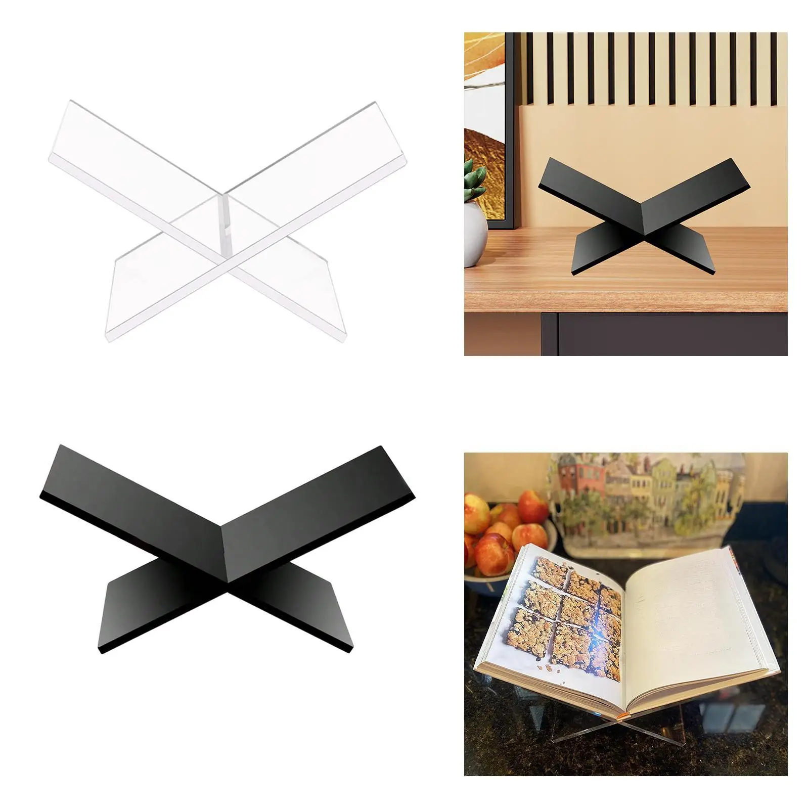 Acrylic Book Stand Display Shelf Book Holder Organizer for Cookbooks Magazines Textbooks and Photos