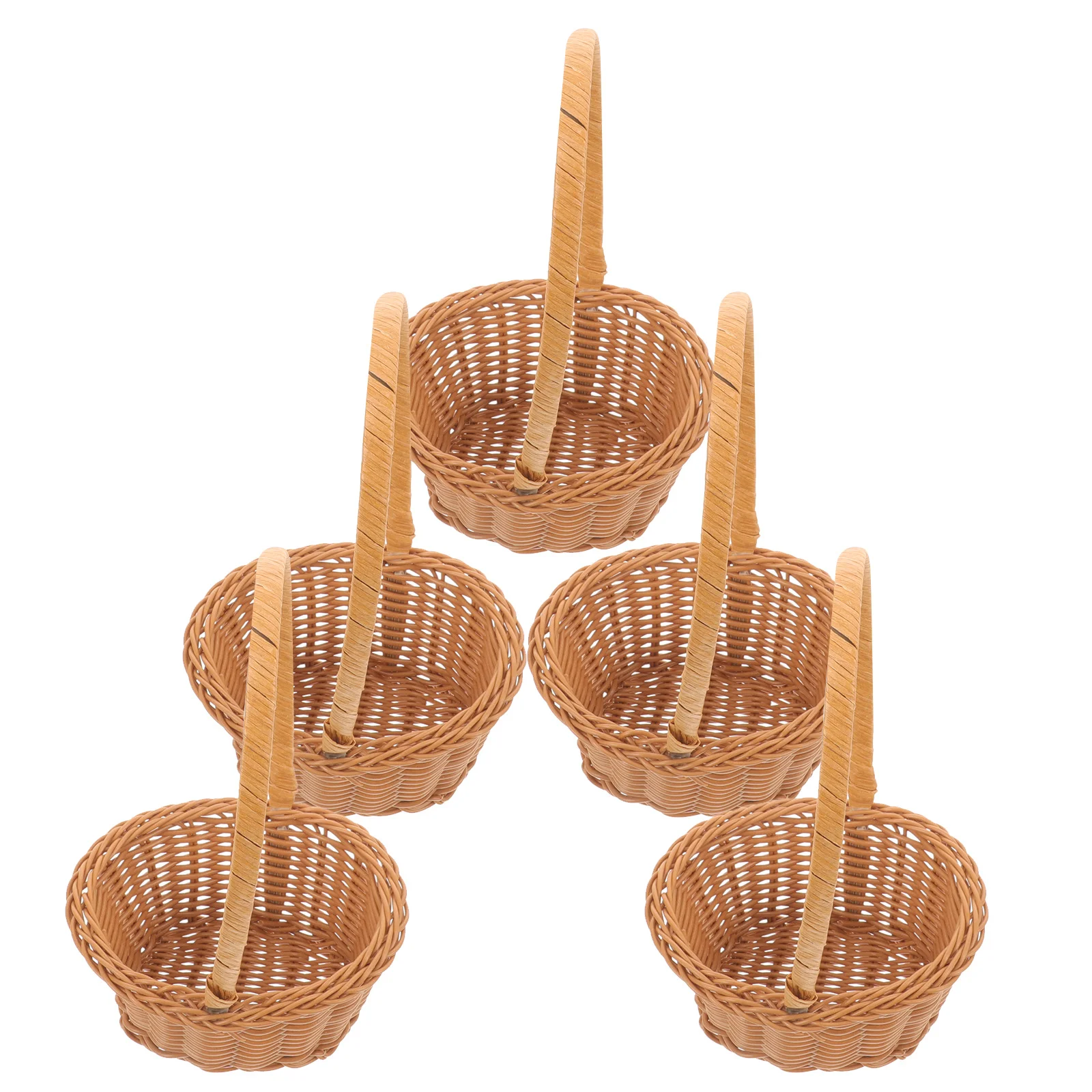 

5Pcs Egg Shape Flower Basket Handwoven Rustic Small Basket Handle Storage Flower Arrangements Picnic Daily Supplies
