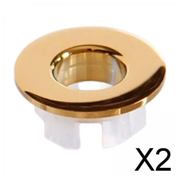 2xSink Trim Overflow Cover Bathroom Basin Sink Cap for Home Bathroom Bathtub Gold