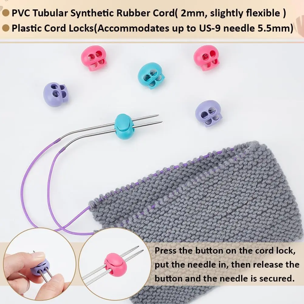 2mm Stitch Keeping Cords  PVC Tubular Synthetic Rubbers Cord Knitting  for Holding Stitches Beading and Jewelry Making