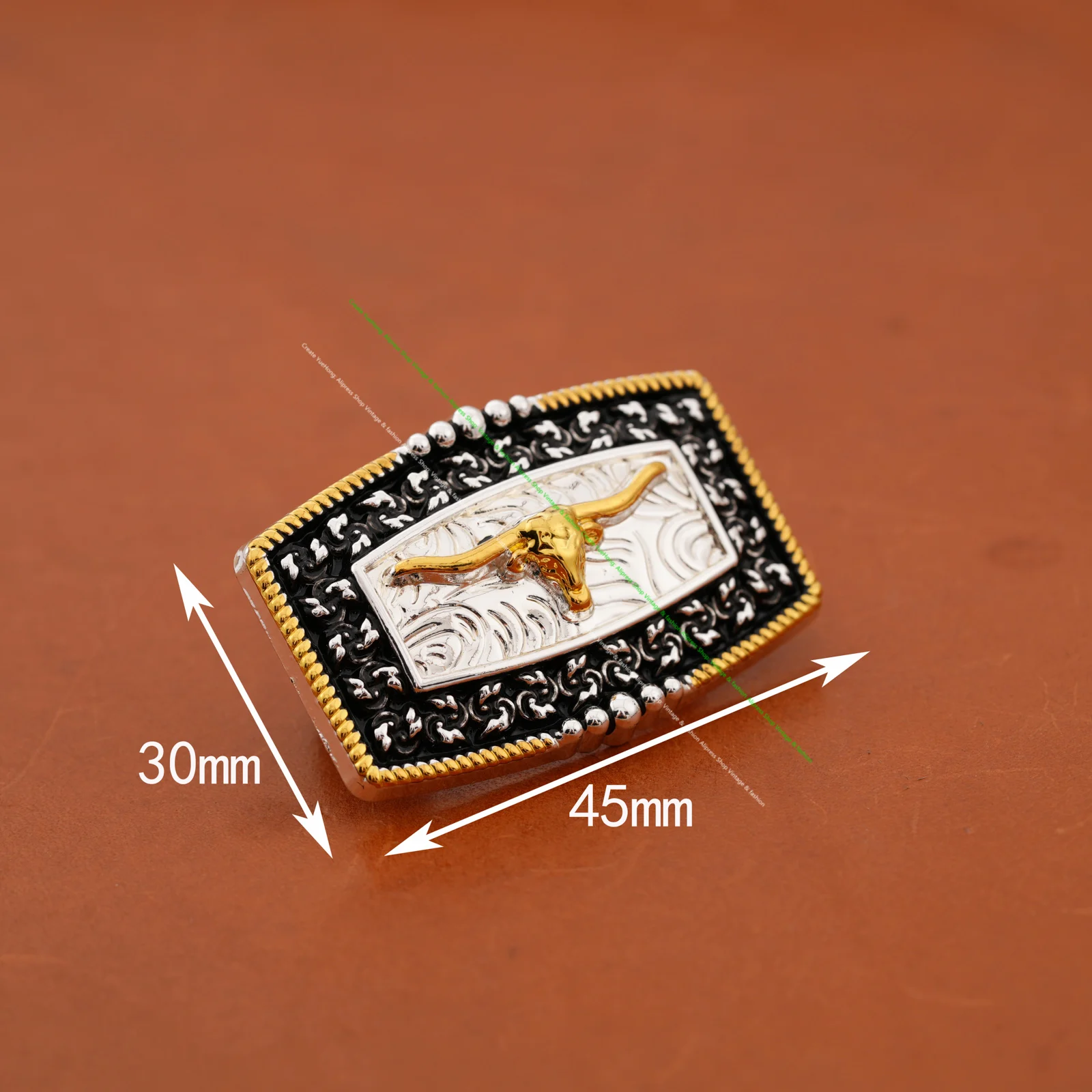 

5 шт. 45*30 мм ковбойский цветок Техаса золотистый бык длинногорный и боковой искусственный ремень Hatband Набор Diy CONCHOS