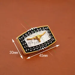 5PC 45*30mm Western Cowboy Cowgirl Texas Flower Gold Bull Longhorn&Side Horse Saddles Leathercraft Belt Hatband Diy CONCHOS Set