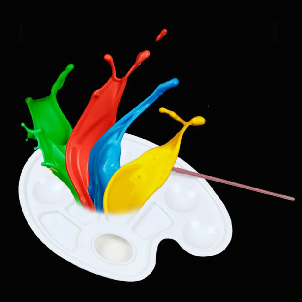 

2 Pcs Kids Paint Tray Painting Palette White Washable Handheld Small Lightweight Durable Non Toxic Sanitary Plastic Art Supplies