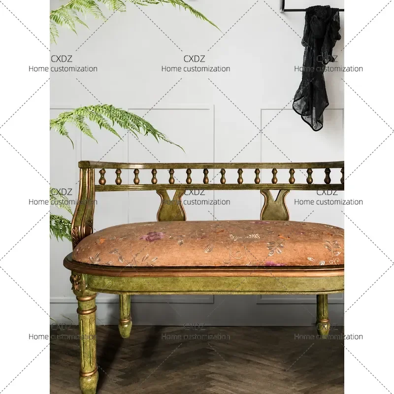 Solid Wood Small Sofa Double Leisure Chair for Bedroom Balcony Cafe Photography Scene Comfortable Seating Furniture