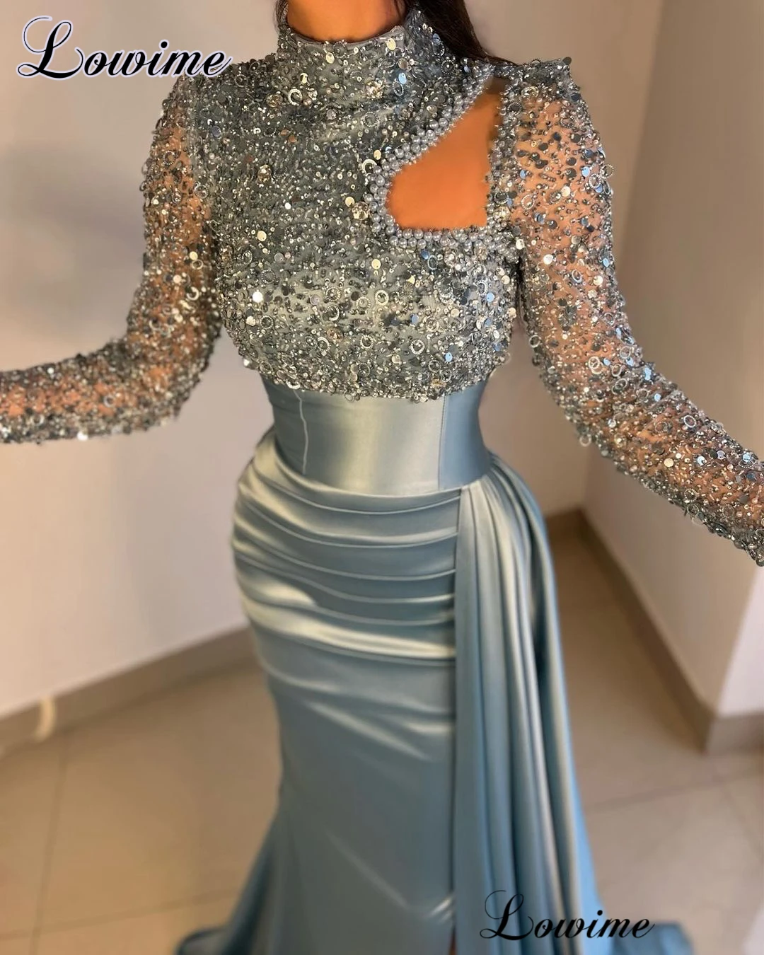 Simple Mermaid Cocktail Dresses Long Sleeves Sequined Evening Dresses For Women 2024 Vestidos De Cóctel Birthday Dresses