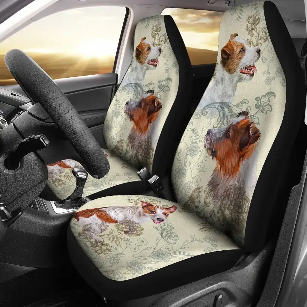 Jack Russell Terrier Print Car Seat Covers All Might Animal Car Accessories,Pack of 2 Universal Front Seat Protective Cover