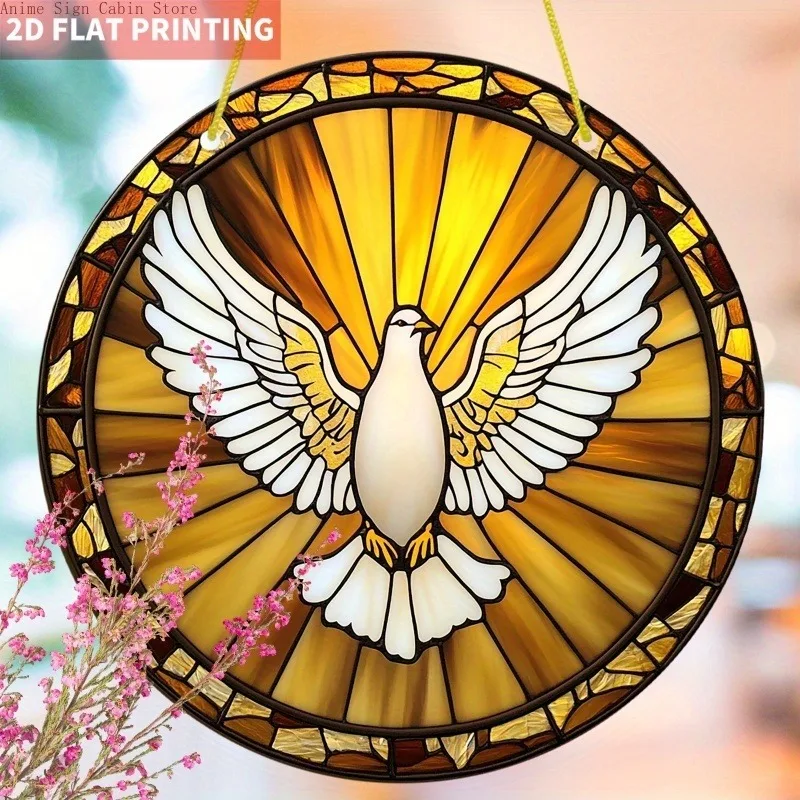 2D flach, 1 Stück, Sonnenfänger, Lichtfänger, kreisförmig, rund, Winterdekoration für Fenster, Weihnachtsbaum, saisonales hängendes Acrylschild