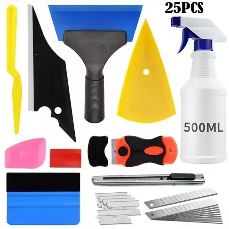 25PCS Automotive Tool Accessories Vinyl Film Installation Smooth Scraper Window Wiper Wall Label Sticker Glue Residue Removal