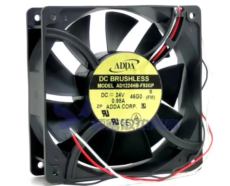 AD1224HB-F93GP ADDA DC 24V 0.98A 120x120x38mm พัดลมทำความเย็นเซิร์ฟเวอร์2สาย