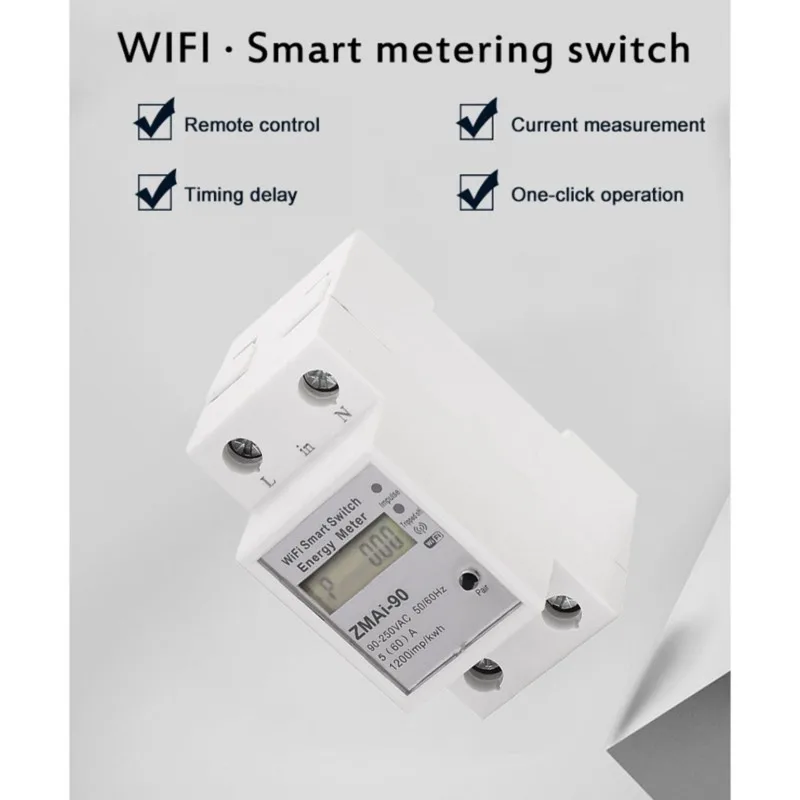 [NEW!A08R】 Single Phase For ENERGY Meter Wifi Intelligent Power Consumption Kwh Meter Wattmeter Supports Smartlife/Tuya App