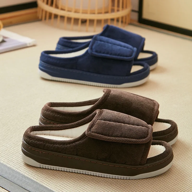 

Пекинские мужские летние дышащие льняные тапочки, мягкие нескользящие удобные домашние тапочки для опухлых ног, ly