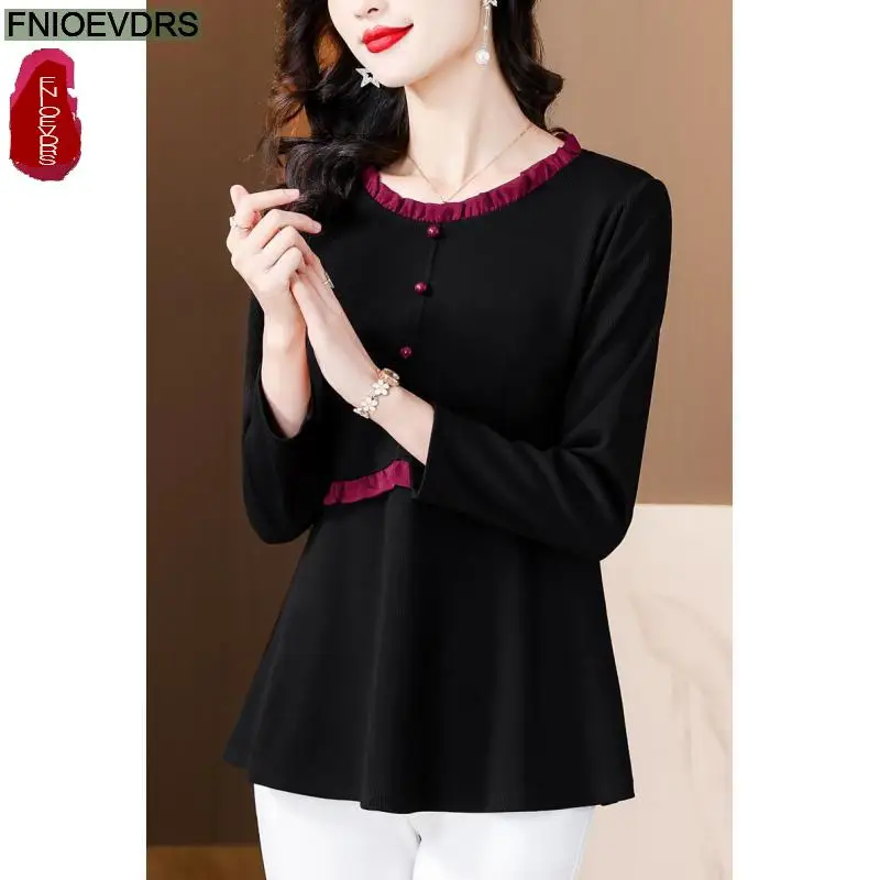 Retro Vintage Ruffles Peplum Tops New Design Women Autumn 2024 Fashion Office Lady Elegant Tunic Button Shirts Blouses