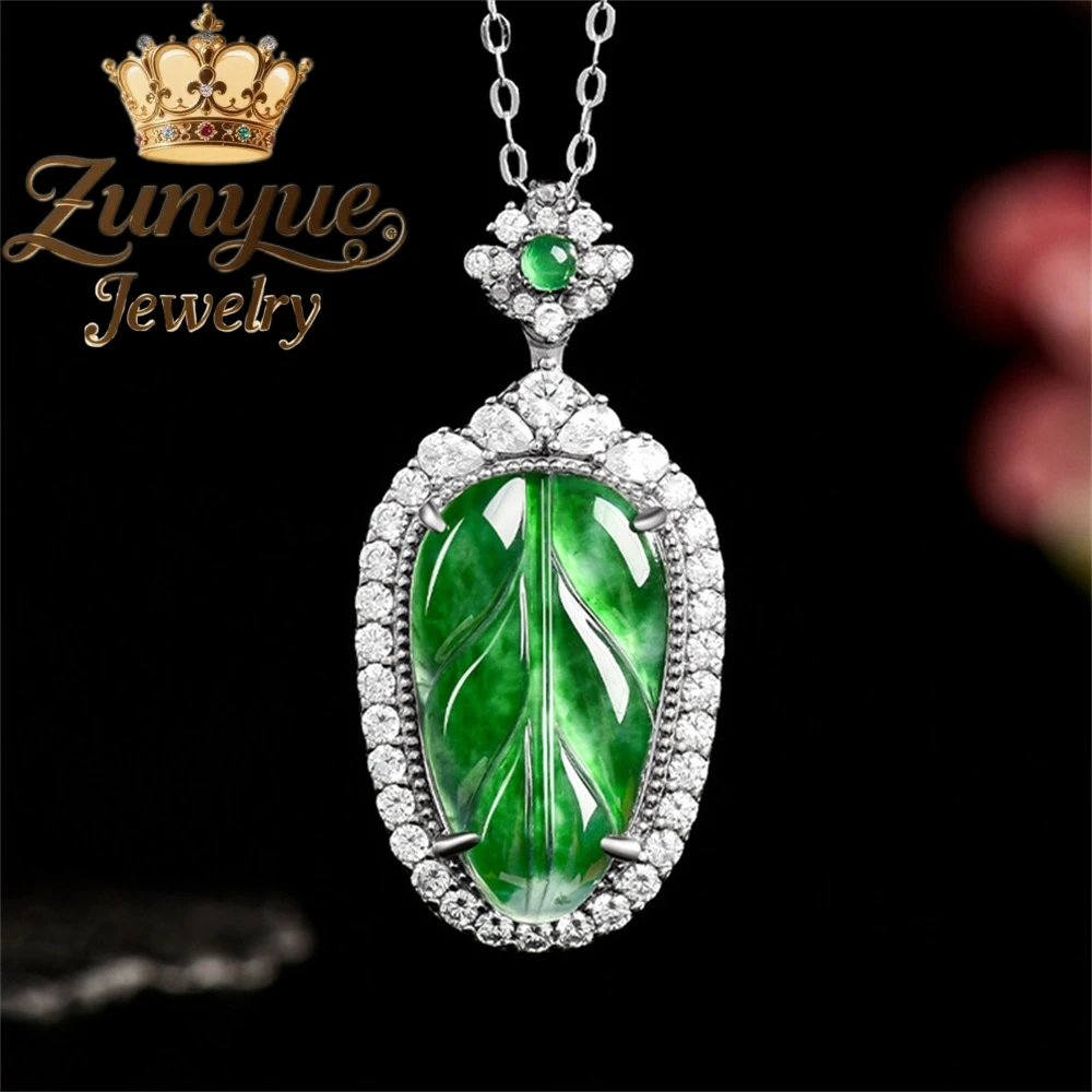 

Натуральный нефритовый лист трапециевидной формы Ян, зеленый ледяной нефритовый кулон S925, серебряный инкрустированный нефритовый кулон, ожерелье, модный кулон