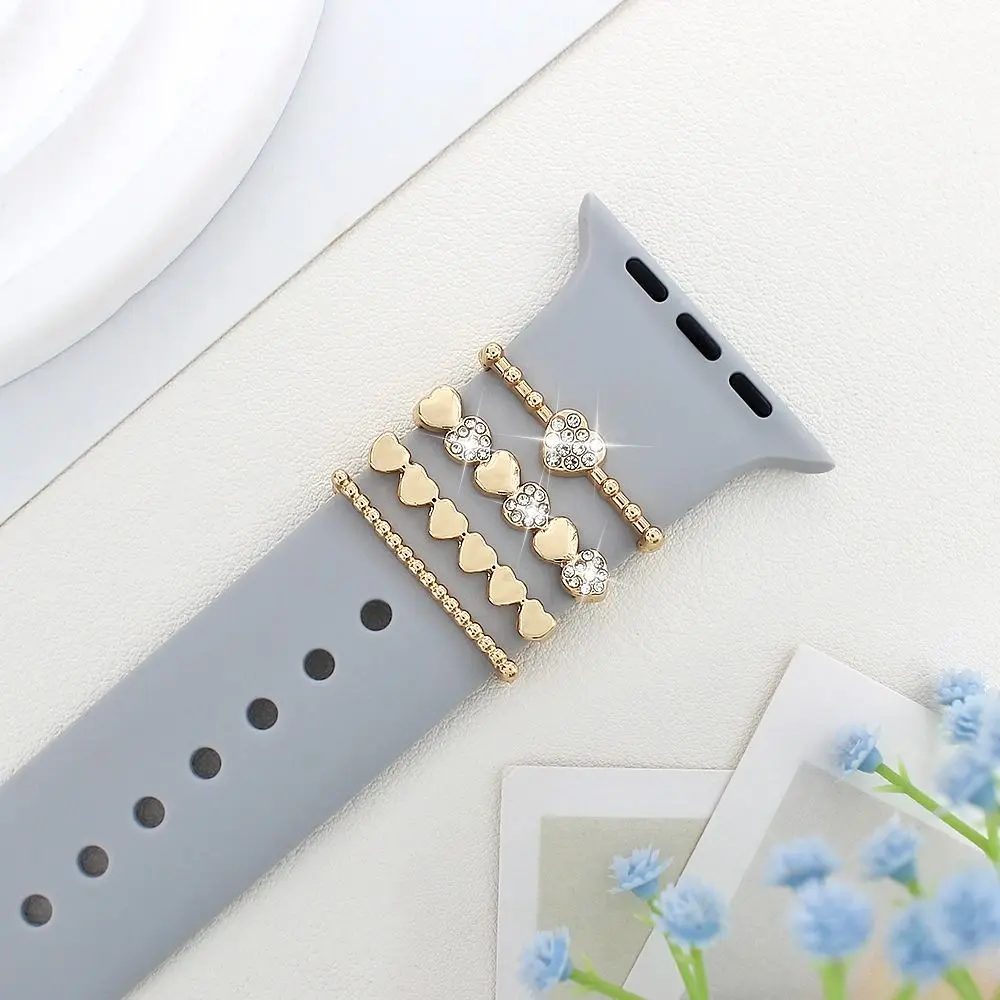 Новый алмазный орнамент, металлические подвески, силиконовый ремешок, декоративное кольцо для Apple Watch, декор, аксессуары для браслета iwatch