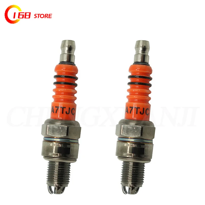 A7TJC Racing Spark Plug A7TC High Performance 3-Electrode Motorcycle Spark Plug for Honda for Yamaha Thread Diameter 10mm