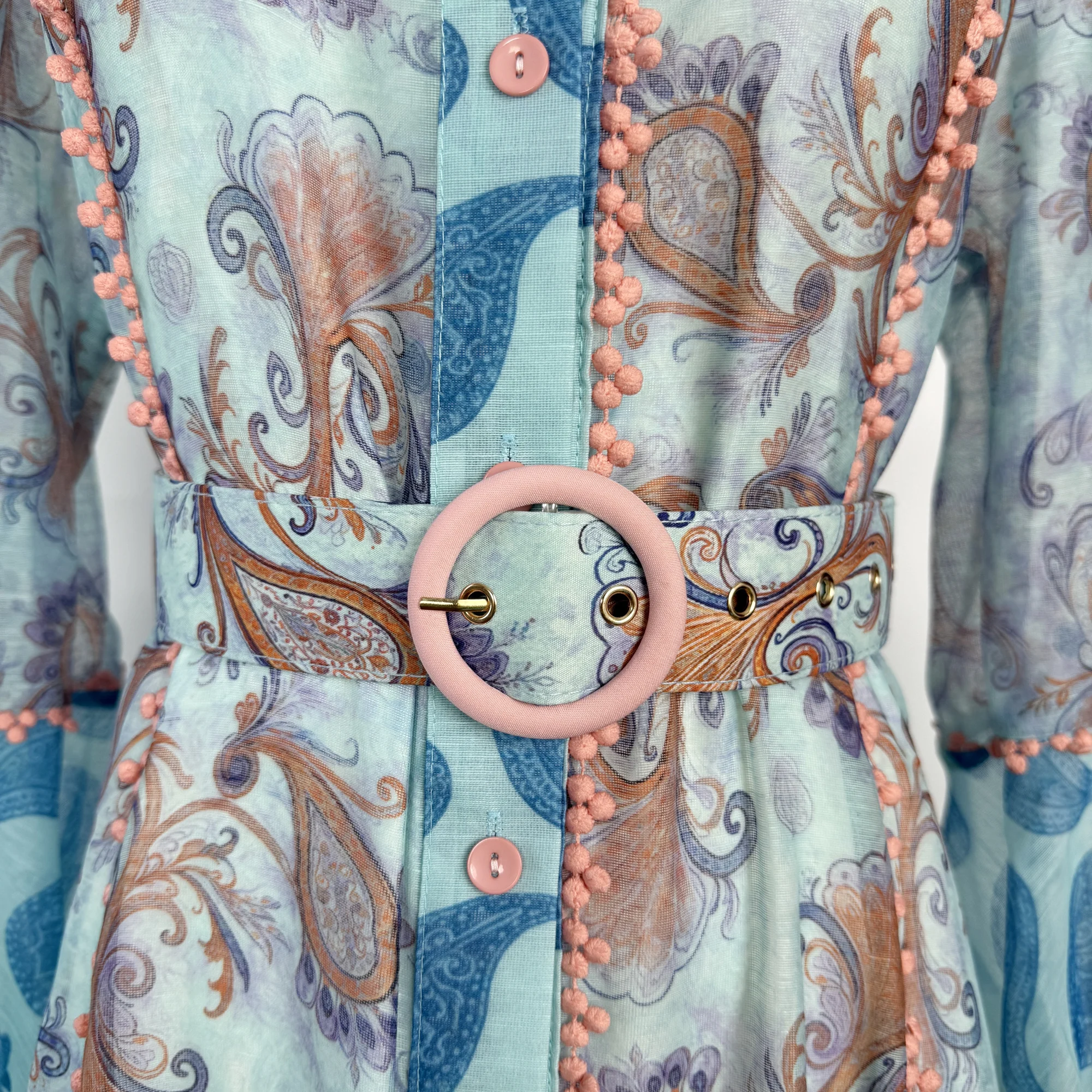 Retro australiano cintura tuerca flor Color Blo Faion un solo botón encaje Patchwork Stand Collar linterna Sve Dr Midi Dr