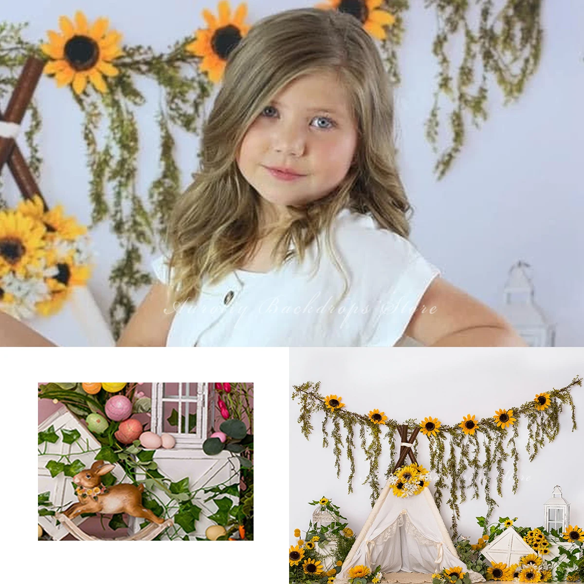 

Bohemian Style Photography Background Cloth Photo Studio Props Birthday Backdrop Child Adult Photoshoot Honey Bee Tent Sunflower