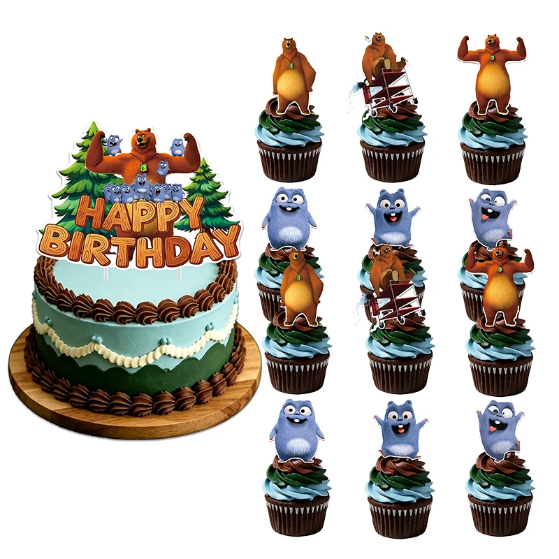 Grizzy and the Lemmings Birthday Decorations Party Favors Stickers Poster Backdrop Banner Cake Decoration Baby Showe Gift Toys view 3