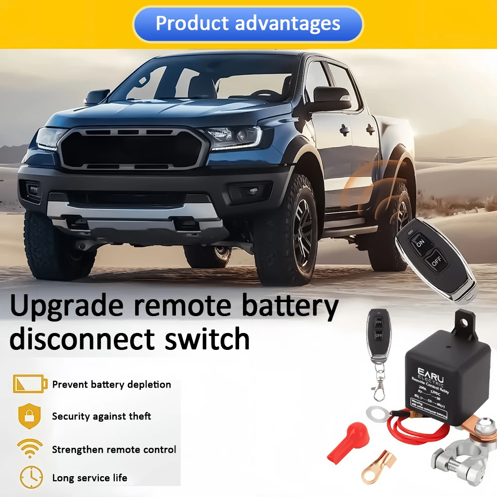 Batterieschalter-Relais, 12 V, ferngesteuert, Autosteuerung, Batterietrennschalter, Trennschaltung, Isolator, Diebstahlschutz, mit Dual-Fernbedienungsschalter-Relais – Detail 7