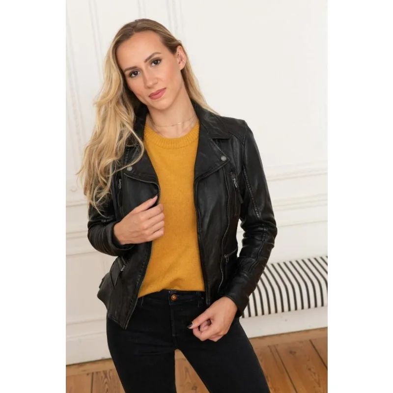 Women BLACK Leather Jacket | Slim Fit Cropped Style Biker Leather Jacket Fashion Trends