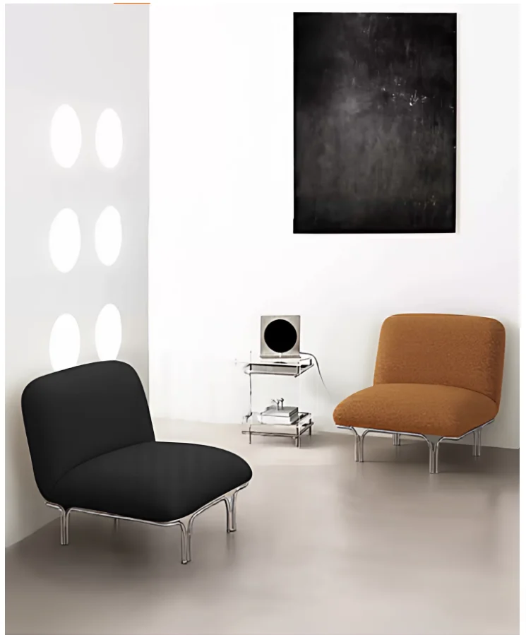 

@Italian Minimalist Soy Milk Sofa Chair Designer Lamb Fleece Accent Chair Small Living Room Furniture Compact Leisure Sofa Chair