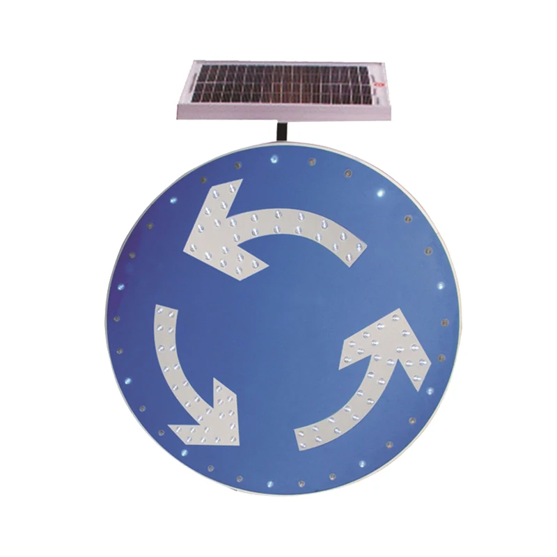 Yellow Circle Road Traffic Sign with Squiggly Arrow Solar Powered LED Flashing Traffic Stop Signs Lighted Warning Crosswalk Sign