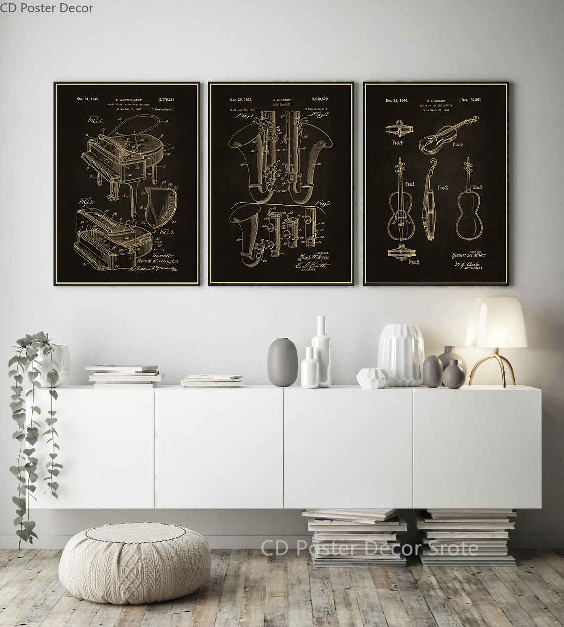 Retro Style Instrument Poster Music Art Wall Painting Trumpet Violin Piano Studies Prints Vintage Home Room Cafe Decor Picture