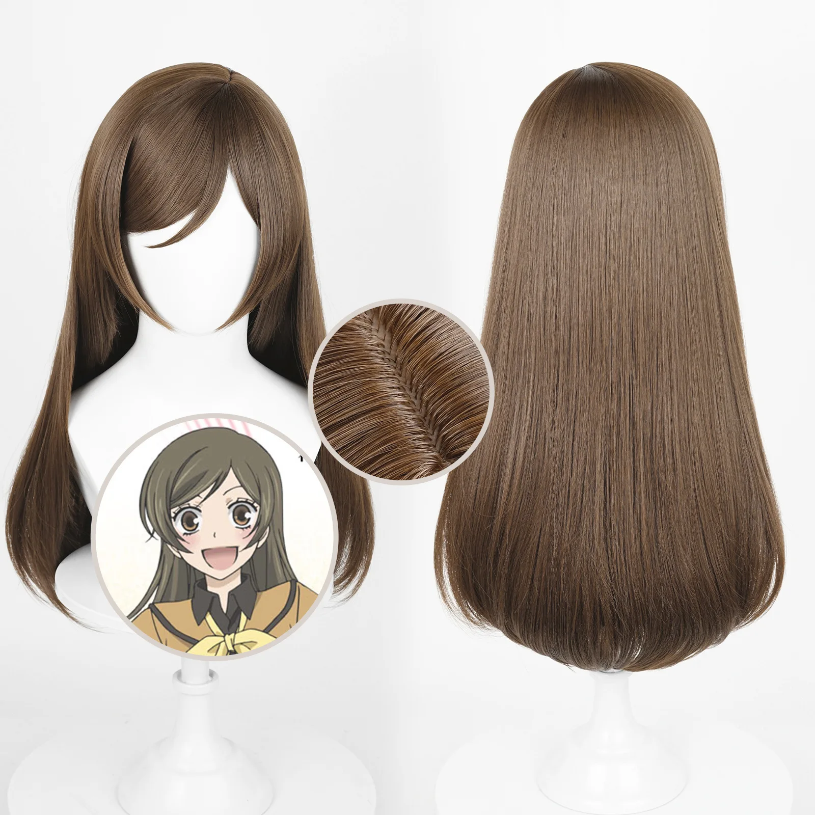 

Цельный коричневый длинный прямой парик для косплея в стиле аниме, 1 шт., высококачественные синтетические волосы