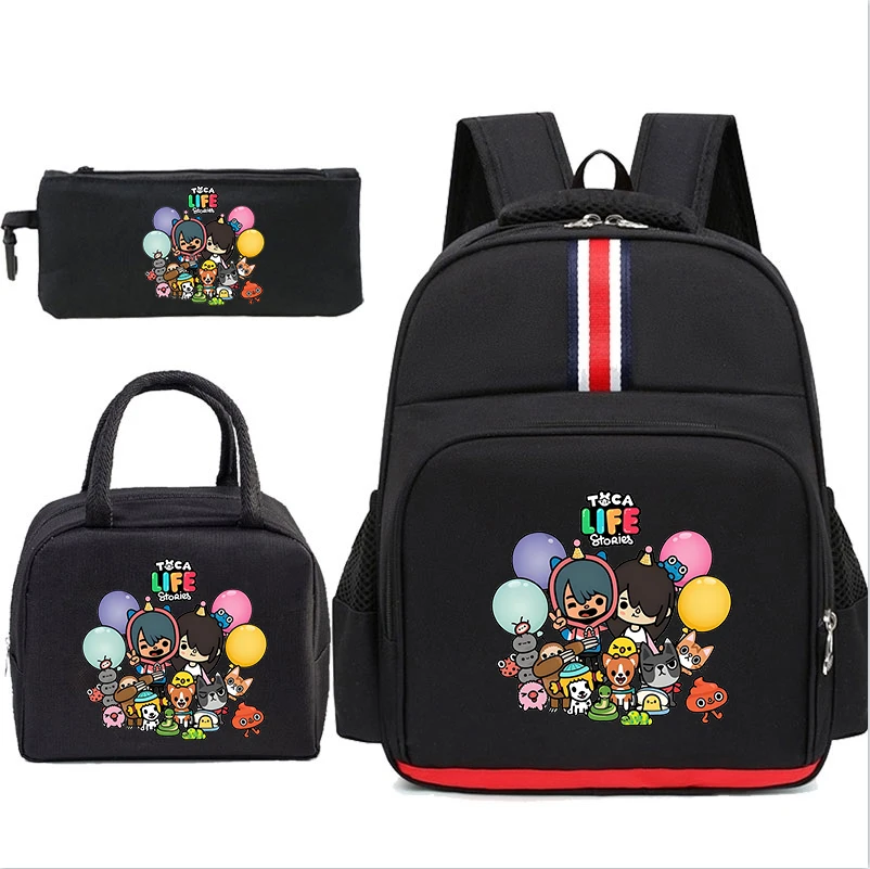 Toca Life World Printing Backpack Students Daily Schoolbag 3pcs Set Fashion Children Backpack Girls Cute Bookbag Fans Gift