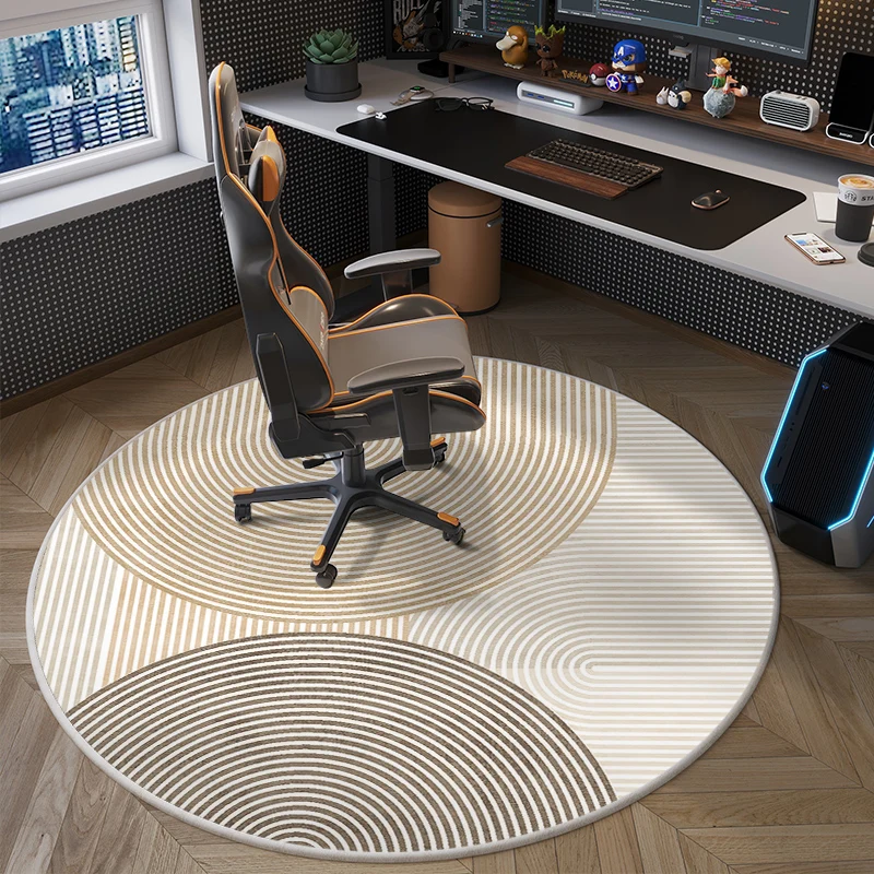 

VIKAMA Household Round Carpet Bedroom Study Non-Slip Floor Mat Light Luxury Gaming Swivel Chair Desk Footrest Room Decoration