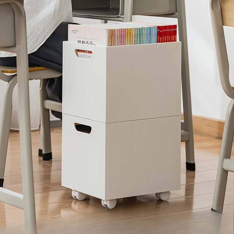 Mobile Bookshelf Under The Table, Simple Student Book Sorting Box with Pulley