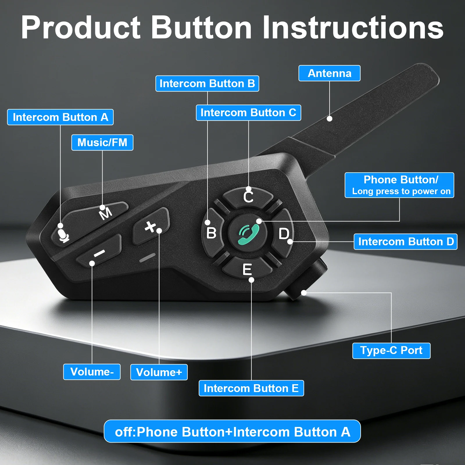 X6 Motorcycle Waterproof Earphones Bluetooth 5.2 Communicator FM Music Player Noise Reduction Walkie-talkie for 6 Person Rider