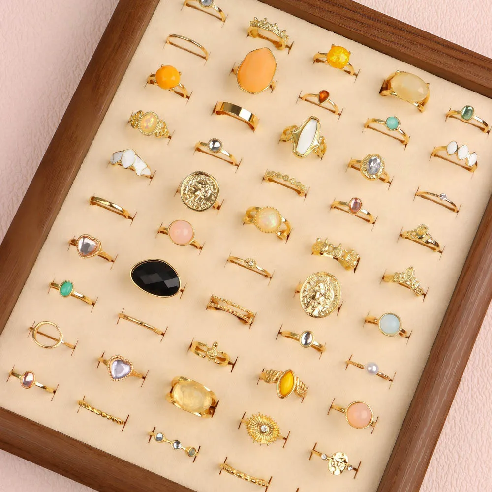 20/30/50 قطعة/الوحدة موضة سحر بوهيميا الحجر الطبيعي أصابع خواتم للنساء مزيج نمط خمر مجوهرات اكسسوارات هدايا الحفلات