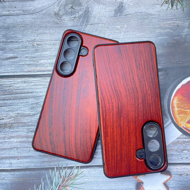 Prawdziwe drewniane etui na Samsung Galaxy S26 S25 S24 Ultra Plus, naturalny orzech, bambus, miękki bumper, pełna ochrona aparatu. — zdjęcie produktu 2