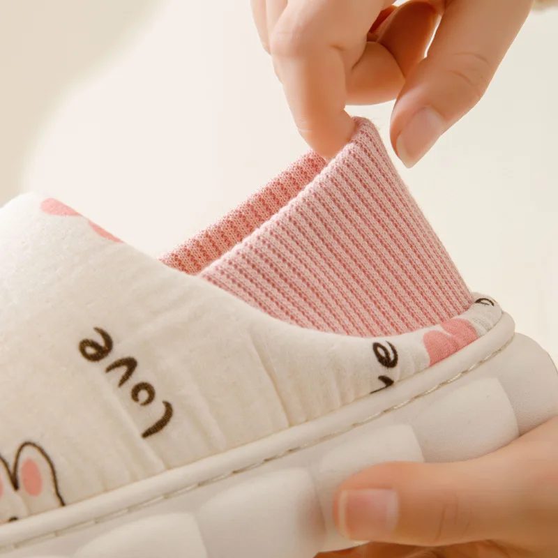 Lightweight Non Slip Indoor Slippers for Women Comfortable Soft Sole Maternity Shoes Woman Cartton Pattern Cotton House Slippers