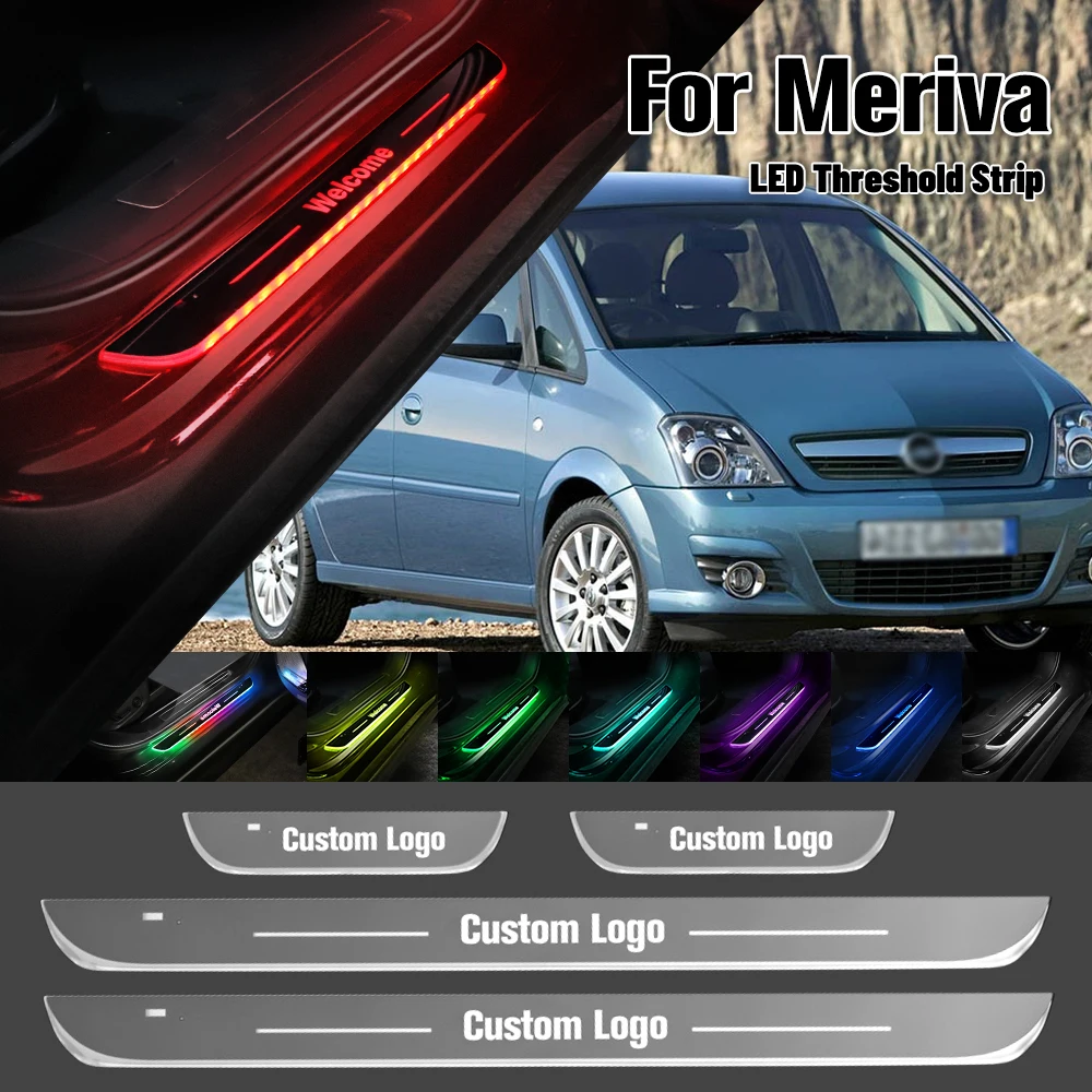 For Opel Meriva A B 2003-2017 Car Door Sill Light Customized Logo LED 2010 2015 2016 Welcome Threshold Pedal Lamp Accessories