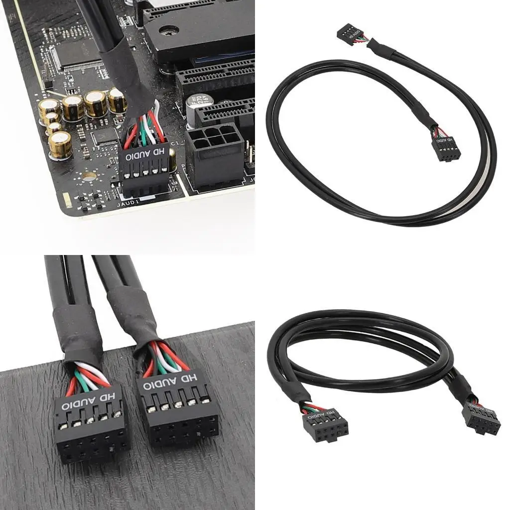 

652F Main Board 9-Pin Female To Female Mainboard Cable Shielded Black Double Stranded Isolated Mainboard Cable