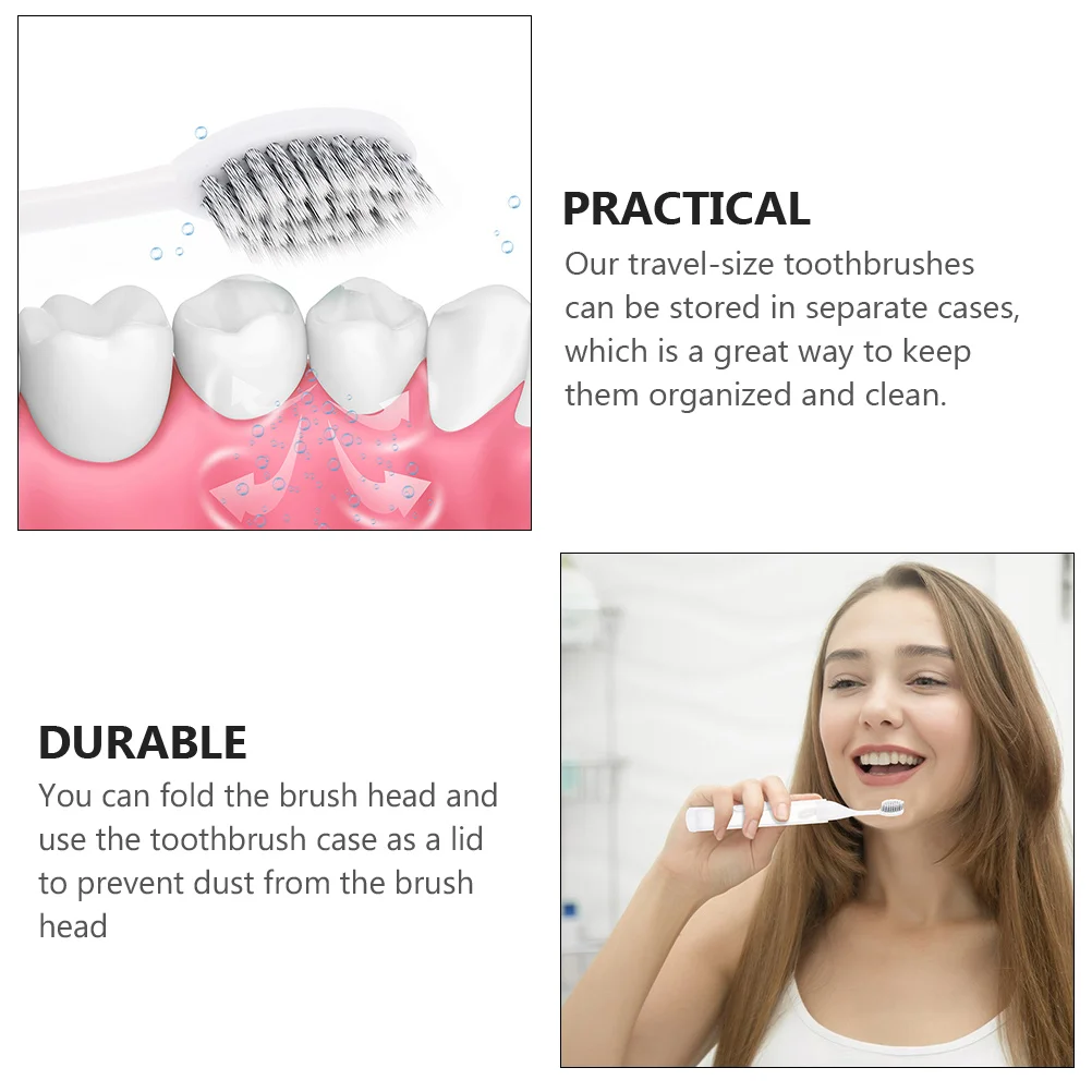 

2pcs Portable Toothbrush Set Foldable Travel for Adults Soft Bristles Durable Material Camping Business Trip Storage Case