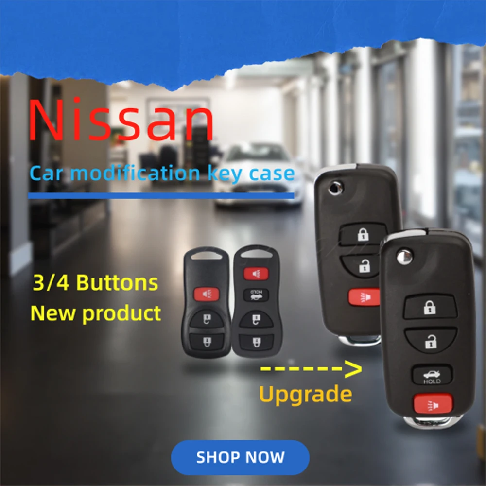 Jingyuqin 3/4 أزرار تعديل الوجه البعيد مفتاح السيارة قذيفة الحال بالنسبة لنيسان إنفينيتي إكستيرا الحدود مورانون باثفندر تيتان #1