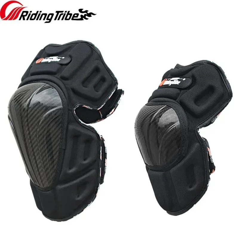 Premium Carbon Fiber Knee & Elbow Protective Pads Adjustable Summer Anti-Collision Armor for Motorcycle Riders Protection riding view 5