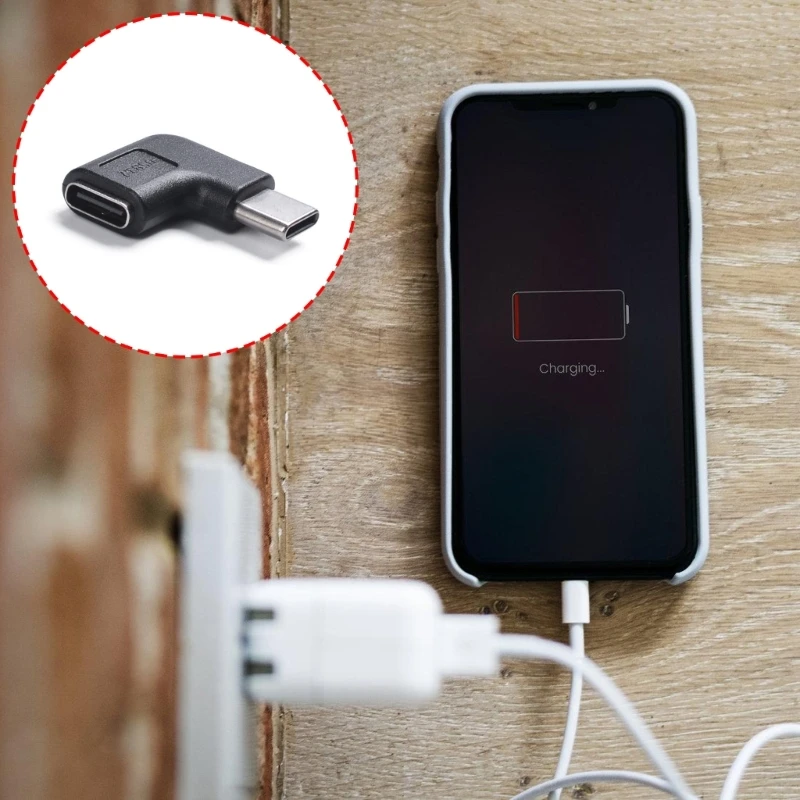  90 Degree USB C Coupler for Laptop Tablet Phone Charging 10GB Sync 5A Support