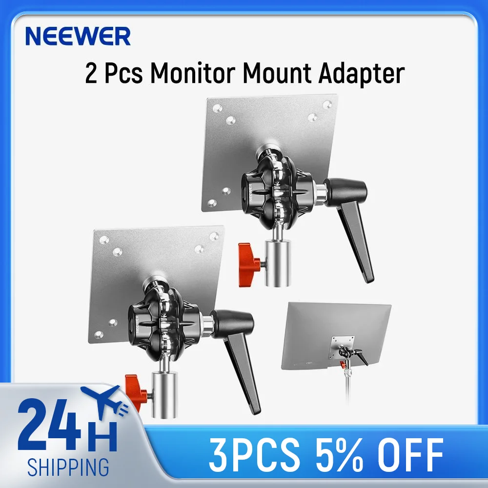 

NEEWER 2 Pcs Monitor Mount Adapter with VESA Mount Aluminum Alloy Light Stand Adapter for Impact Screen Outdoor TV Stand