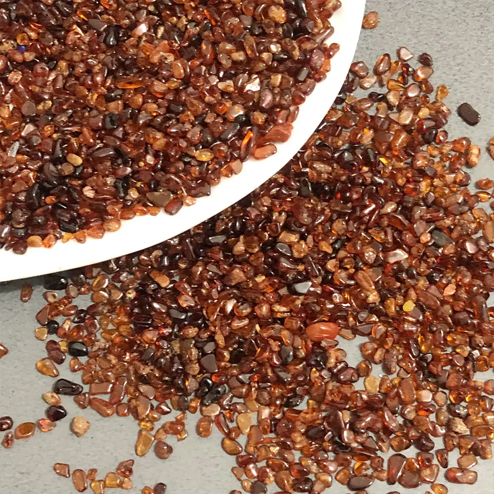 Natural Stone Crystals Orange Garnet Stone Chip Gravel Crystal Mineral Partschinite Spessartine Quartz Home Decoration Garden