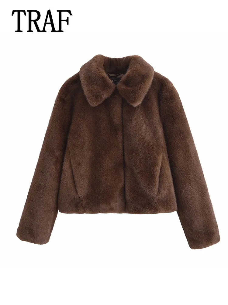 TRAF Donna Spessa Calda Morbida Giubbotti Giacca Invernale Casual Nuovo In Capispalla Donna Nuovo Inverno Donna Pelliccia Sintetica Cappotti Corti