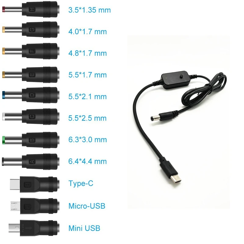 100 W 5 V/9 V/12 V/15 V/20 V Verstelbare Spanning USB TYPE-C 5521 DC Jack Connector Power Optische Modem Router Notebook Oplaadkabel F