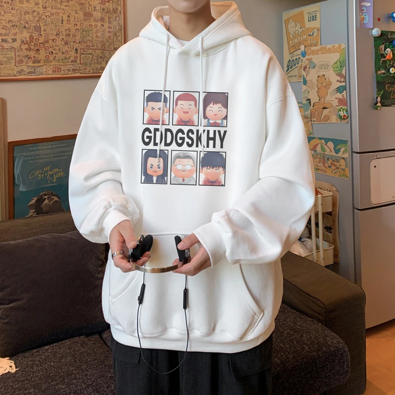 

Thickened Fleece Hoodie Sweatshirt for Men Spring Autumn American Style Heavyweight Youth Casual Wear Comfortable Loose Fit