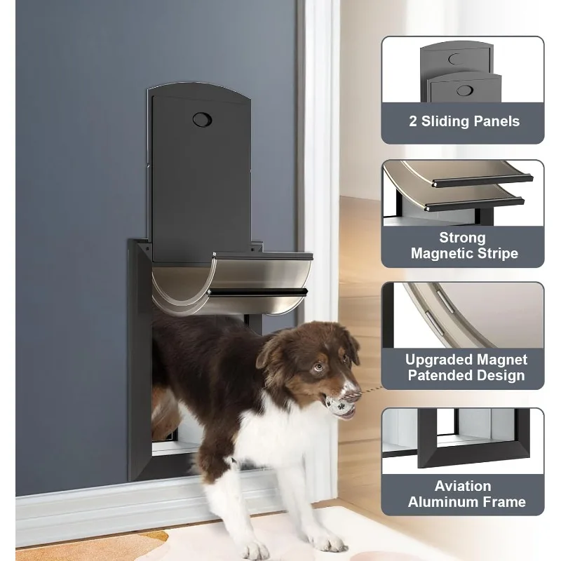 Heavy Duty Dog Door for Wall, Energy Efficient Door  Double Magnetic Flaps and Two Sliding Lock Panels, Easy to Install