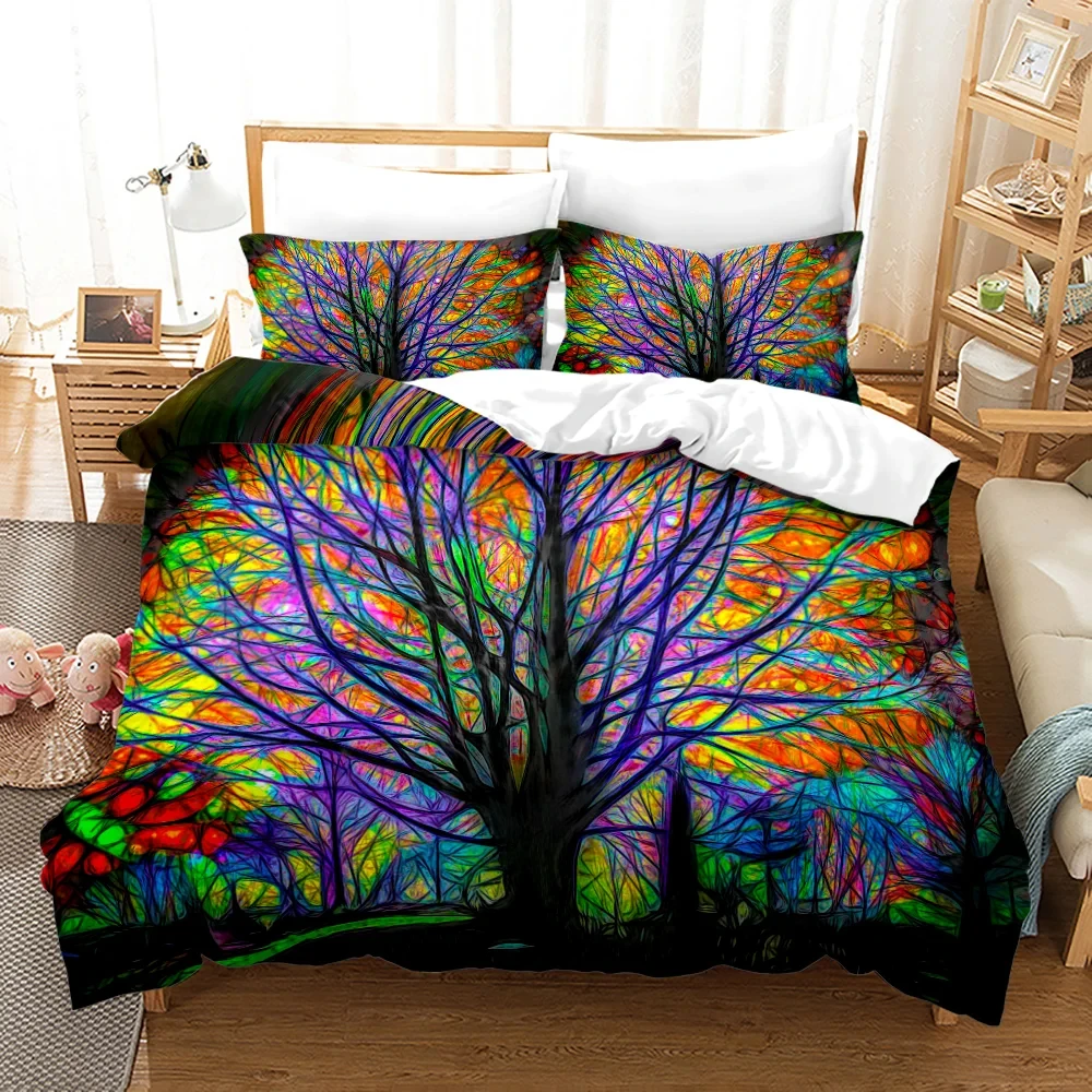 Imagem -04 - Conjunto de Cama Grande Árvore para Adultos e Crianças 3d Print Solteiro Twin Queen King Size World Tree Bed Grupo Capa de Edredão Fronha