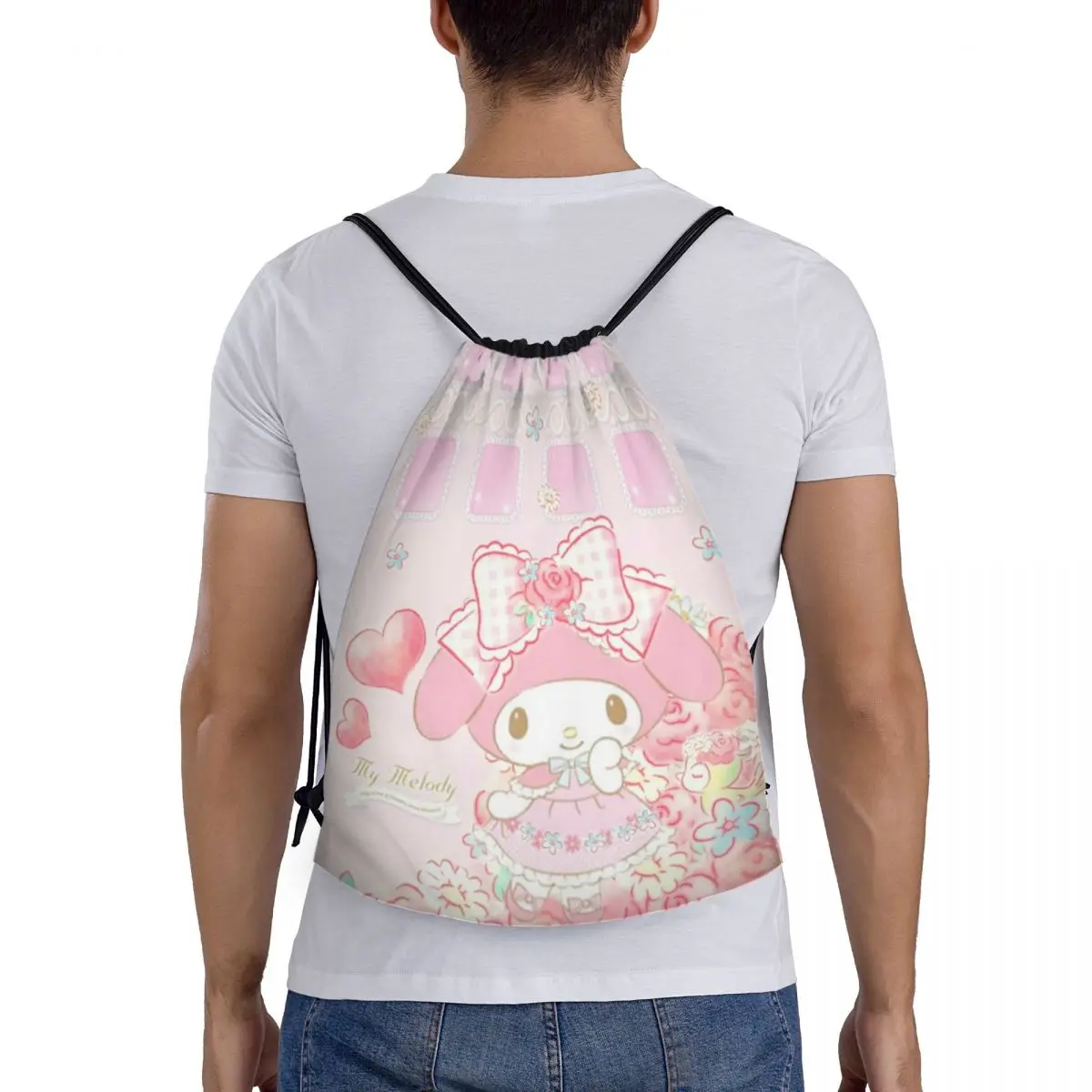 My Melody Drawstring Back Pack Bag Travel Storage Package Teenagers Beach Tote Bag School Sport Shoe Bag Portable