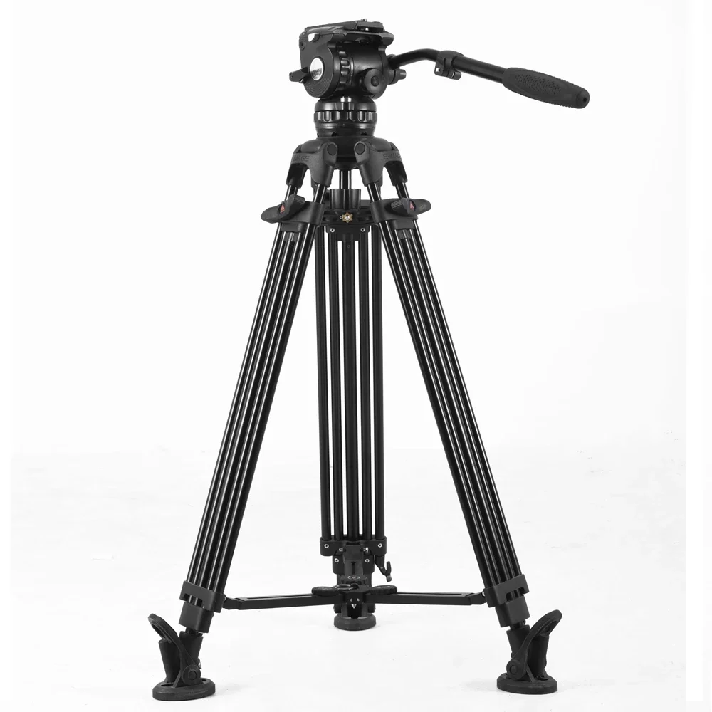 E-IMAGE EG06A2 hot sale 75mm bowl aluminum video tripod with GH06 compact fluid head and dual leg and adjustable middle spreader